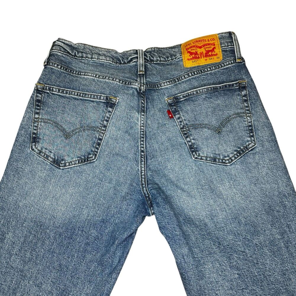Levis 541 Men 34x34 (32x34) Athletic Taper Fit Medium Blue Wash Stretchable - Picture 7 of 7